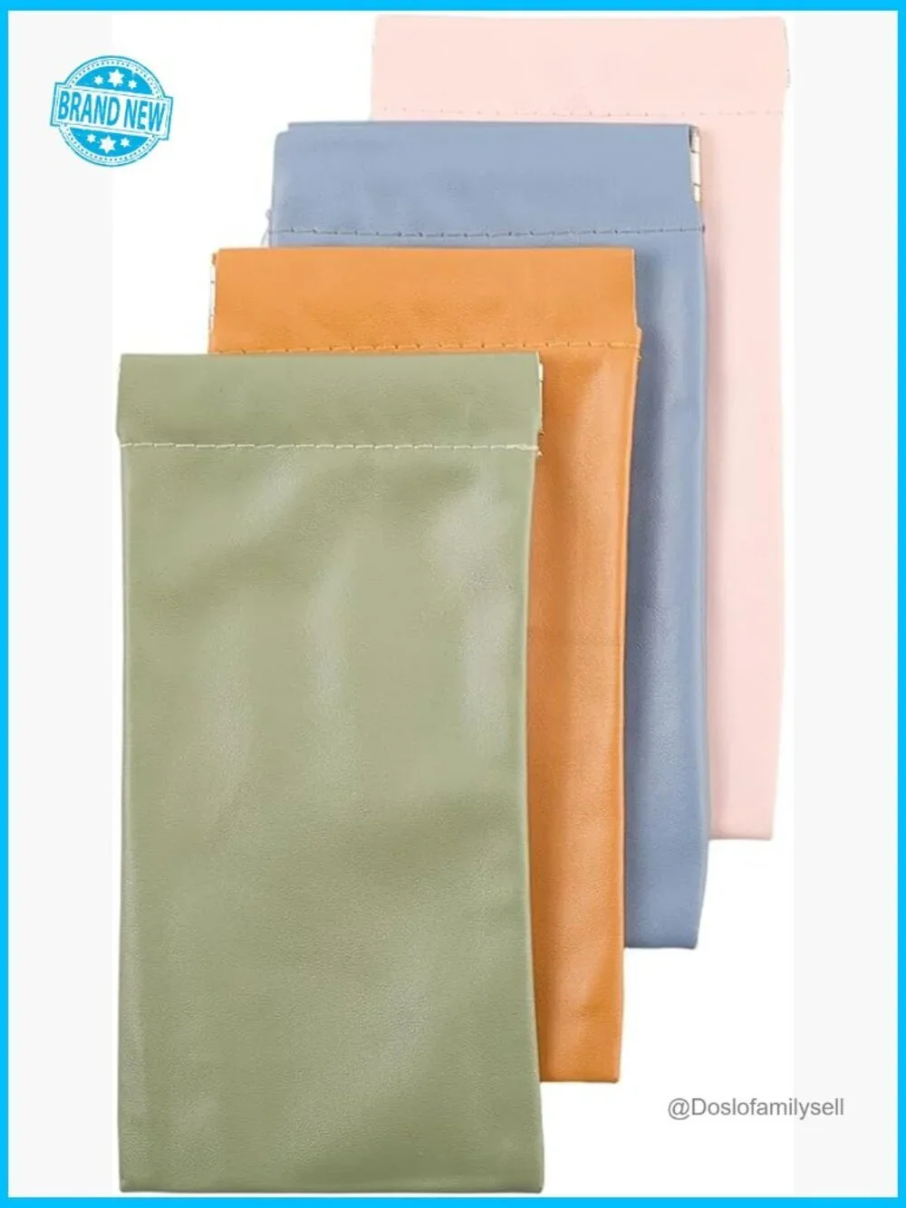 PU Leather Eyeglass Cases Squeeze Top Portable Soft Travel Storage Pouch